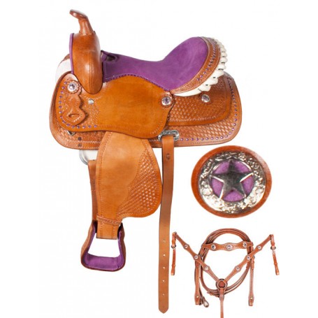Â Youth Kids Pony Star Purple Seat Saddle 10 12